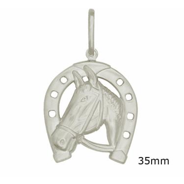 Imagem de pingente prata cavalo com ferradura