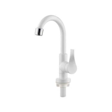 Imagem de Torneira Lavatório Bica Alta Branca Abs Cromada - Vedante Cerâmica