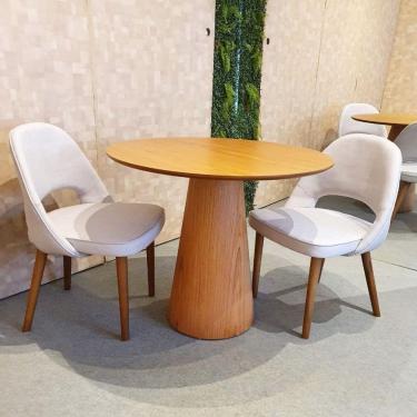 Imagem de Mesa Cone 110cm Base Madeira Freijó Tampo Freijó Marrom