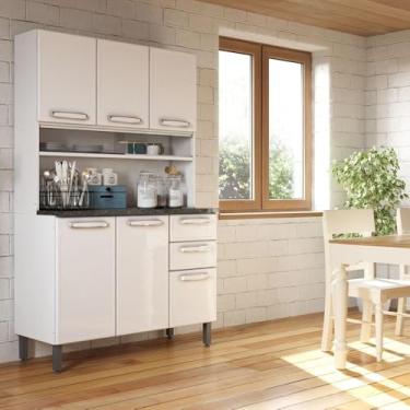 Imagem de Armário de cozinha de aço Bertolini Mais Evidence kit triplo 3 pts , 2 gavetas com vidro deslizante Branco