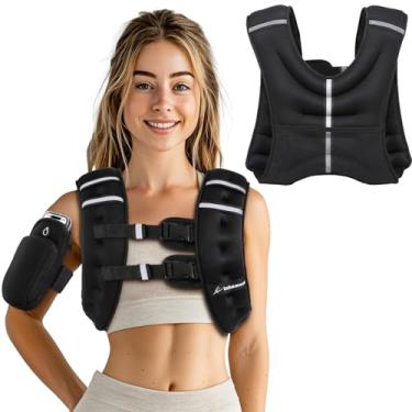 Imagem de Colete com peso para homens, mulheres e crianças, peso incluído com faixa refletiva, coletes de peso corporal ajustáveis para corrida, treino, corrida, caminhada