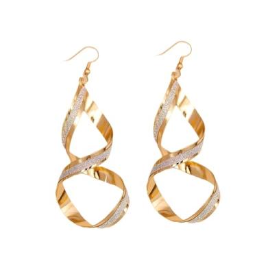 Imagem de Brincos em espiral para mulheres, brincos longos de espiral, brincos infinitos de ouro, Moderate type, Metal, Sem pedra preciosa