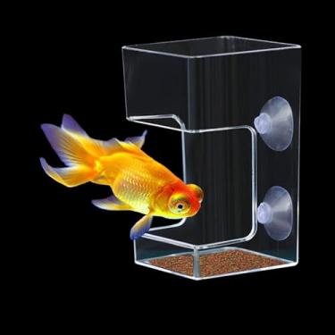 Imagem de YAFIYGI Caixa quadrada para alimentador de peixes, sem bagunça, acessórios para aquário coletor de alimentos, suporte de tubo de alimentação para peixes Betta, caixa de alimentos para aquário e