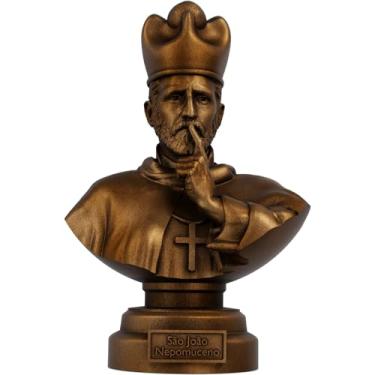 Imagem de Estátua Busto São João Nepomuceno - Mártir do Segredo da Confissão (Cor Cobre Antigo)