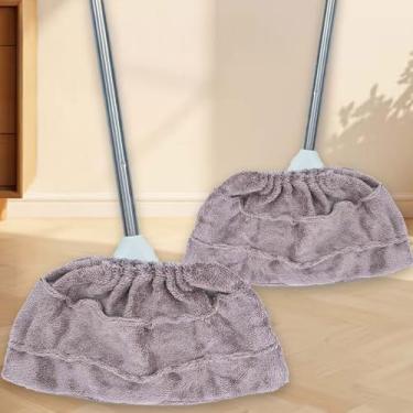 Imagem de Capa de pano de vassoura reutilizável coral veludo molhado e seco capas de esfregão de piso de uso duplo ferramentas de limpeza de cozinha doméstica, cor aleatória (2 peças)