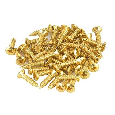 Imagem de RiToEasysports Parafusos Duráveis ​​para Baixo Elétrico, Banhados Em Várias Cores, Manutenção da Guitarra, 50 Peças, Ferro, Preto, Prata, Ouro, 2.5mm, 12mm (Ouro)