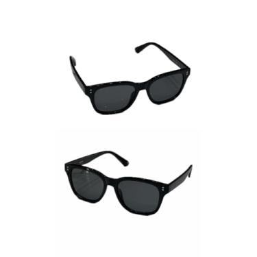 Imagem de Óculos de Sol Clássico Modelo Retangular Preto Feminino Masculino Lentes Escuras Proteção UV400