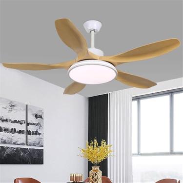 Imagem de Ventilador de teto moderno nórdico com controle remoto, luminária elétrica de luxo para sala de estar, restaurante, quarto, escritório, hotel e villa, com LED (Estilo 19, 1 unidade)