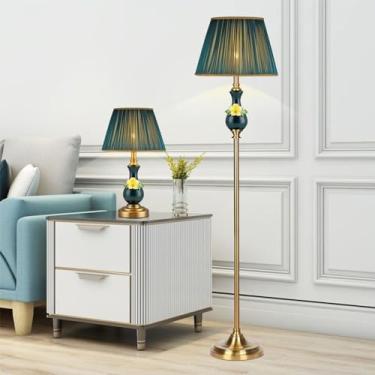 Imagem de Luminária de chão contemporânea de luxo em cerâmica, estilo retrô americano, para sala de estar, quarto, escritório, casa de campo ou hotel. Luminária de chão decorativa criativa em LED, com