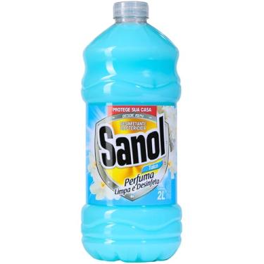 Imagem de Desinfetante Líquido para uso Geral, Talco, Sanol, 2 litros, Azul