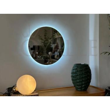 Imagem de Kit 2 Espelho redondo com Led sem fio 50x50cm lapidado - LARDECORE, Br