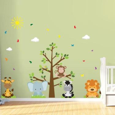 Imagem de Adesivo de Parede Árvore Safari Infantil para Quarto - Quartinhos