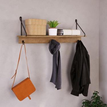 Imagem de Prateleira Decorativo Estilo Industrial com Ganchos Cabide Complemento