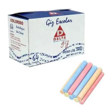 Imagem de Giz Escolar Colorido Caixa c/ 64 Unidades - Delta