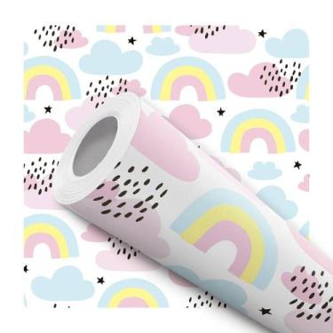 Imagem de Papel de Parede Vinílico Arco Íris Colorido Infantil Sala Quarto 3m - 