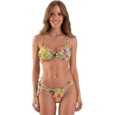 Imagem de Biquíni Areia Branca Baly Frente Única Floral Verde, P