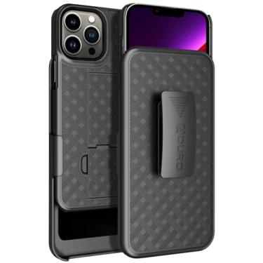Imagem de Aduro Combo capa com suporte e coldre para iPhone 13 Pro Max, capa fina e clipe giratório para cinto, com suporte integrado para Apple iPhone (6,7 polegadas) 2021