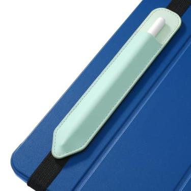 Imagem de MoKo Porta-lápis serve para Apple Pencil (Pro e USB-C e 1ª e 2ª geração), bolso elástico destacável para caneta Stylus com faixa elástica anexada à capa do iPad, verde campo