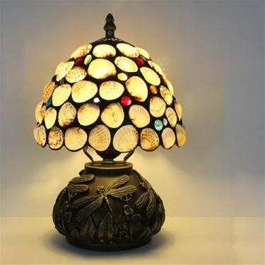 Imagem de Luminária de mesa retrô americana de luxo e criativa para sala de estar, quarto, cabeceira, escritório, casa de campo ou hotel, com vitral (Estilo 4)