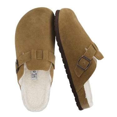 Imagem de CUSHIONAIRE Tamancos masculinos Haze Cozy – Sapatos masculinos casuais sem cadarço com palmilha macia para uso interno e externo confortável, Marrom, 42