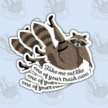 Imagem de 3 peças Take Me Out Like One of Your Trash Cans Adesivo Sexy Guaxinim Citação Engraçada Vinil Decalque Impermeável para Laptop, Capacete, Garrafa de Água, Carro – Presente para Amantes de Panda do