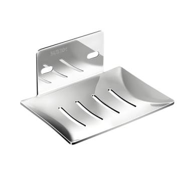 Imagem de Suporte de sabão de aço inoxidável, sem broca, adesivo de parede, saboneteira com orifícios de drenagem para organizador de pia de cozinha de banheiro