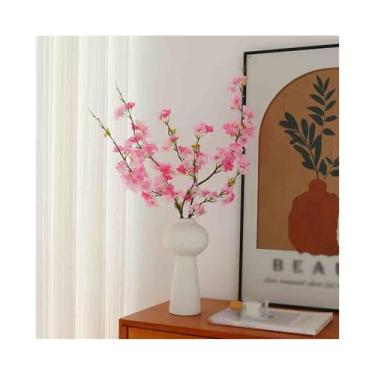 Imagem de Flores artificiais Simulação Flor Rosa De Pêssego Ramo Falso Arranjo Flores Sala Estar Casa Mesa Jantar