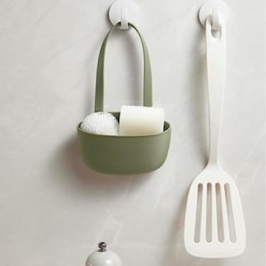 Imagem de Cesta de Suporte de Esponja de Pia Suspensa, Rack de Drenagem Com Grande Capacidade e Pia Flexível de Pia de Suspensão, para Armazenamento de Pia de Cozinha e Banheiro (Verde)