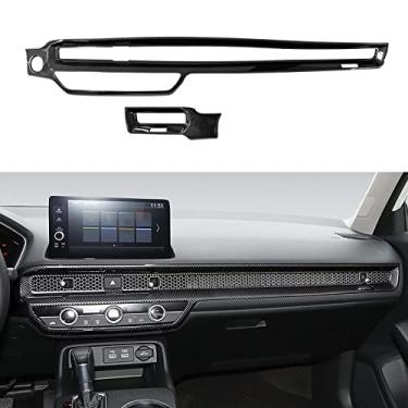 Imagem de BRMYL Decalques de capa de painel de console central para Honda Civic 2022-2025 acessórios de 11ª geração adesivos interiores de fibra de carbono ABS