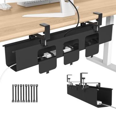 Imagem de Nyoria Bandeja de gerenciamento de cabos sob a mesa, organizador de cabos de 91 cm para montagem de grampo de mesa, gerenciamento de fios de tecido resistente para escritório e casa