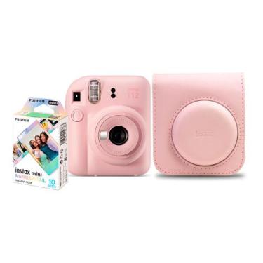 Imagem de Kit Câmera Analógica Fujifilm Instax Mini 12 Rosa Mermaid com Bolsa e 