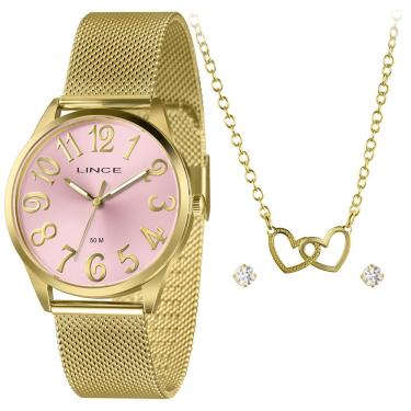 Imagem de Relógio Lince Feminino Ref: Lrgh222l40 K0dbr2kx Dourado + Semijoia