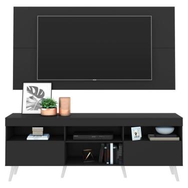 Imagem de Rack Com Painel Tv 65" Retrô Flórida Multimóveis V3133 Preto/Branco Preto/Branco