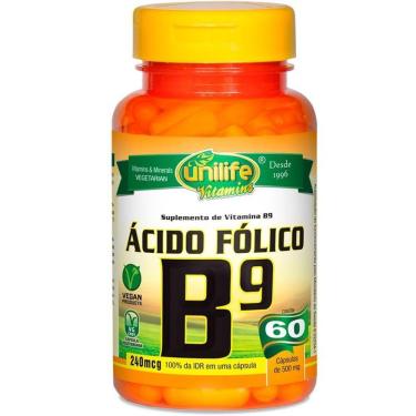Imagem de Vitamina B9 Ácido Fólico 60 Cápsulas Unilife