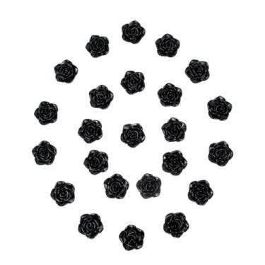 Imagem de Kit C/24 Miçangas em Resina Flor Rosa Negra 2 cm