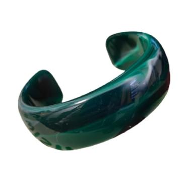 Imagem de KIFEDSLJ Pulseira aberta de resina acrílica colorida, geométrica, grossa, fina, larga para mulheres, joias de férias, diameter:8cm, Resina, Sem pedra