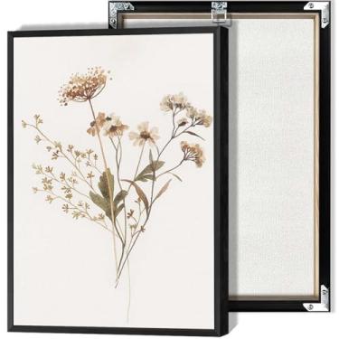 Imagem de Arte de parede em tela para buquê de flores em aquarela, pôsteres botânicos neutros, estampas de flores boho para escritório, sala de estar, quarto, decoração de parede 30,5 x 40,6 cm, sem moldura