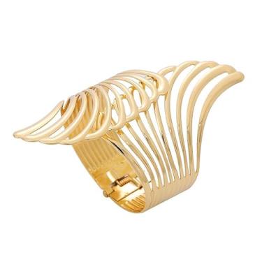 Imagem de Bracelete de braço dourado prateado para mulheres, aberto ajustável, espiral, braçadeira, asas de anjo, minimalista, para parte superior do braço, joia, joia de festa, 1, não, Sem Pedra Preciosa