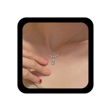 Imagem de Ximdble Colar vintage de cristal de pedra da lua, colar oval com pingente de strass, gargantilha de pedra preciosa transparente, corrente de strass de cristal, joia feminina