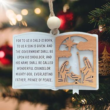 Imagem de Conjunto de enfeites de madeira para presépio rústico, decorações de Natal com detalhes de madeira elevados, decoração religiosa, presente para amigos e familiares (Ver 2)