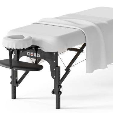 Imagem de CLORIS Jogo de lençol universal de 3 peças para mesa de massagem profissional, microfibra macia e leve, inclui capa de mesa de massagem, lençol com elástico e capa para descanso de rosto - branco