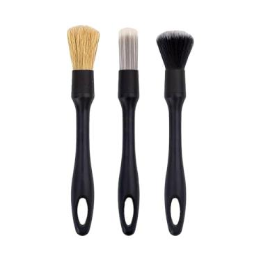 Imagem de JicSuXi Conjunto de 3 peças de escovas para pó de interior de automóveis, espanador, cabo de cabelo longo, kit de ferramentas para detalhamento sem riscos