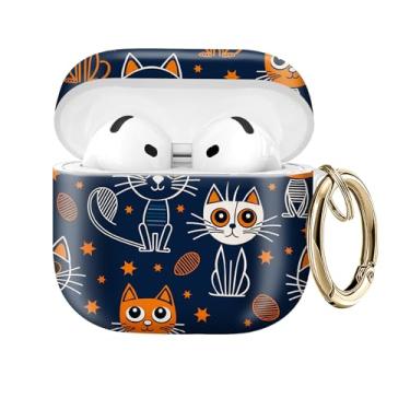 Imagem de Capa protetora compatível com AirPod 4 com chaveiro dourado para AirPods de quarta geração de 2024. Capa protetora de fone de ouvido sem fio, à prova de choque, poeira (Star Cat)