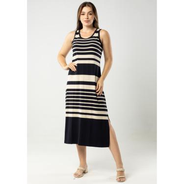 Imagem de Vestido Regata Midi Pau a Pique Listrado Preto