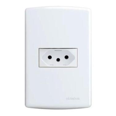 Imagem de Conjunto 1 Tomada 10A 2P+T 4X2 Branca Siena 6081 Alumbra