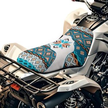 Imagem de HUISEFOR Capa de assento asteca para quadriciclo ao ar livre para homens retrô 4 rodas capa de almofada para assento Polaris Sportsman Rancher protetor acolchoado respirável compatível com a maioria