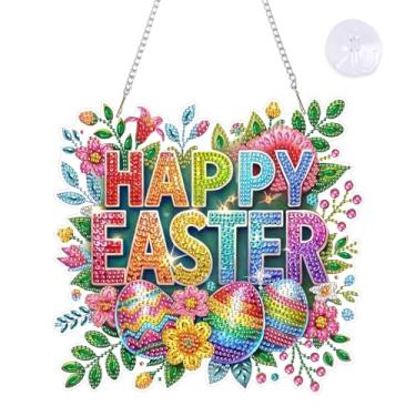 Imagem de Yunzlly Kit de pingente de arte de diamante para pendurar bricolage, kit de enfeite especial de pintura de diamantes de cristal para adultos, placa de pintura de pedra acrílica para janela, porta e