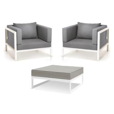 Imagem de Jogo conjunto para varanda 2 poltronas de alumínio com mesinha pufe - 