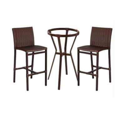 Imagem de Kit com 2 Banquetas altas em alumínio e fibra sintética + Mesa bistrô 