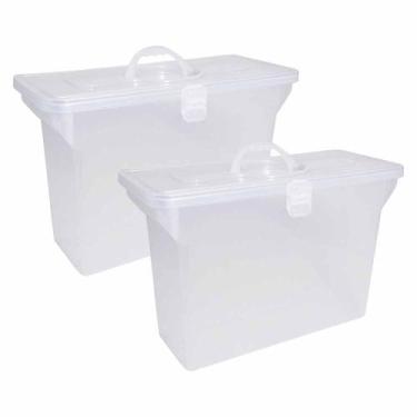 Imagem de 2 Maleta Organizador Empilhável Multiuso Dello Tampa Cristal - Delo